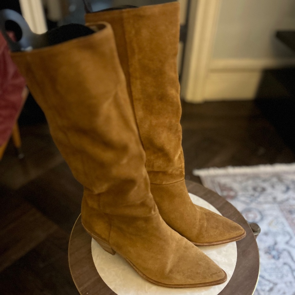 Ba&sh Suede leather cowboy boot in Camel